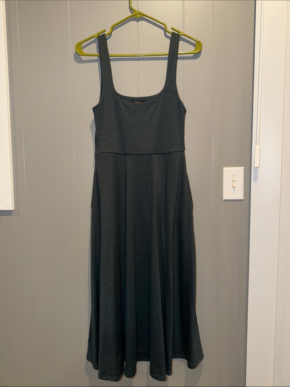 Quince Flowknit Breeze Fit & Flare Dress Heather Green - Size M